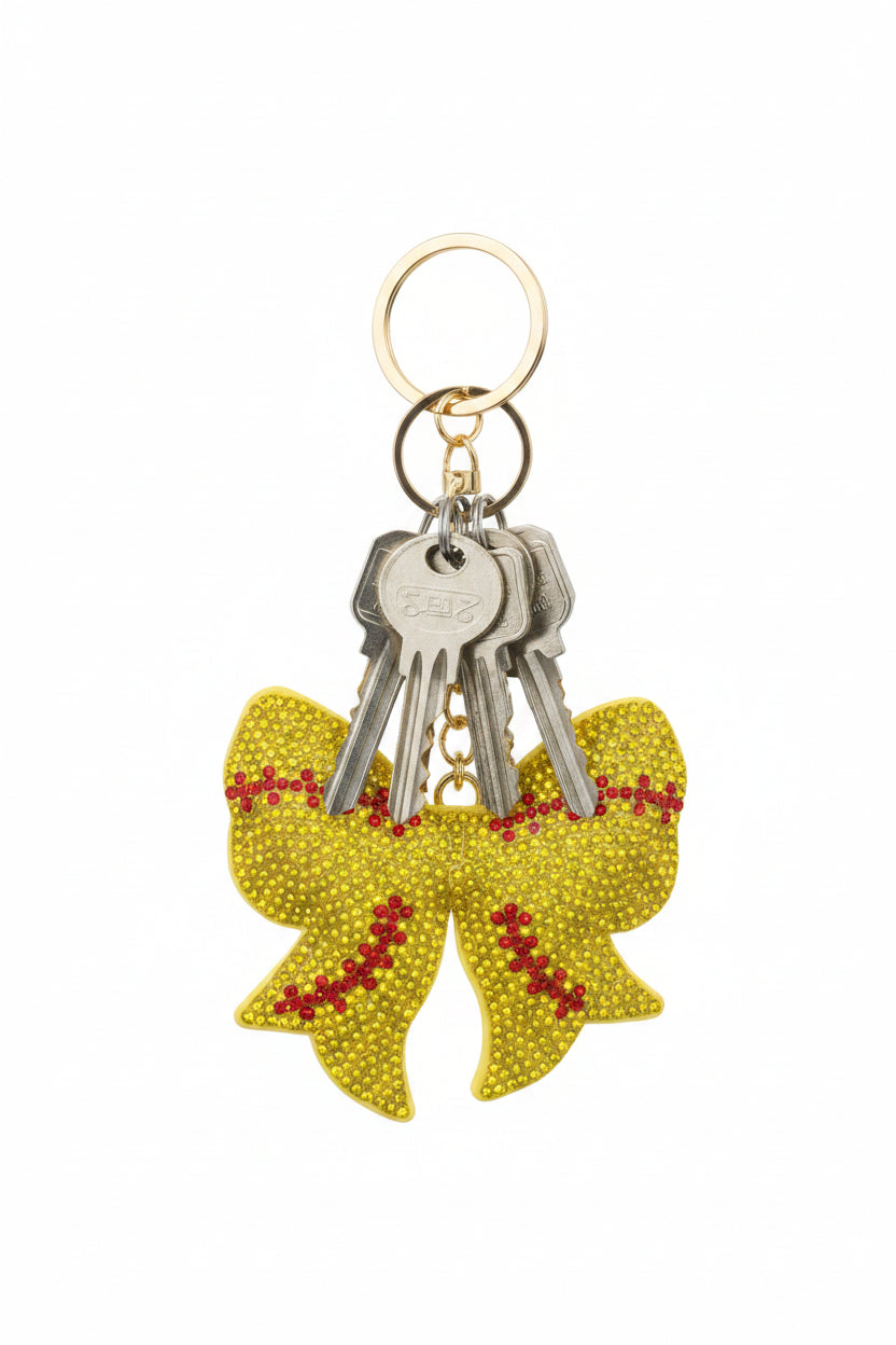 Softball Bow Keychain