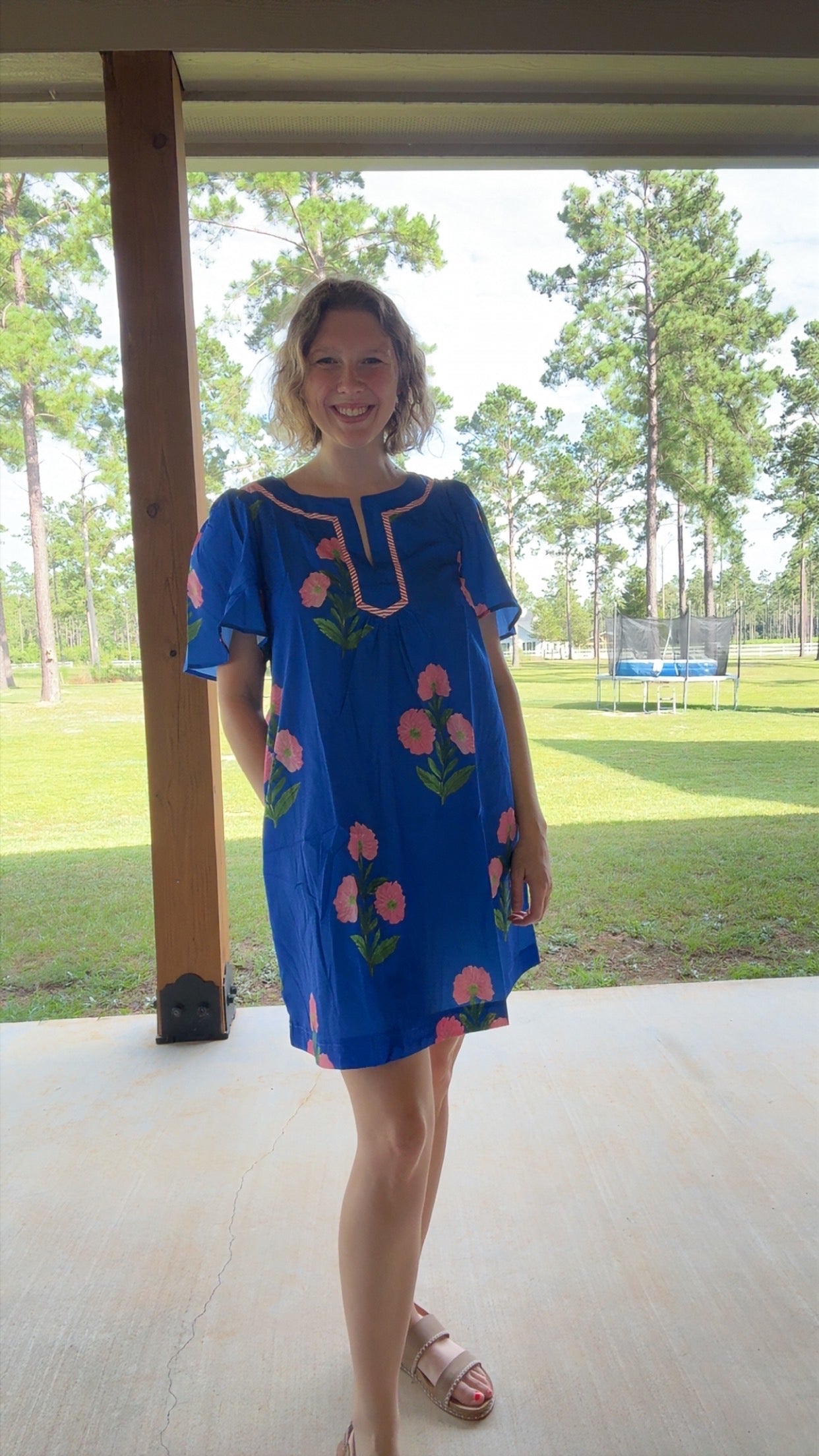 Blue and Pink Flower Dress