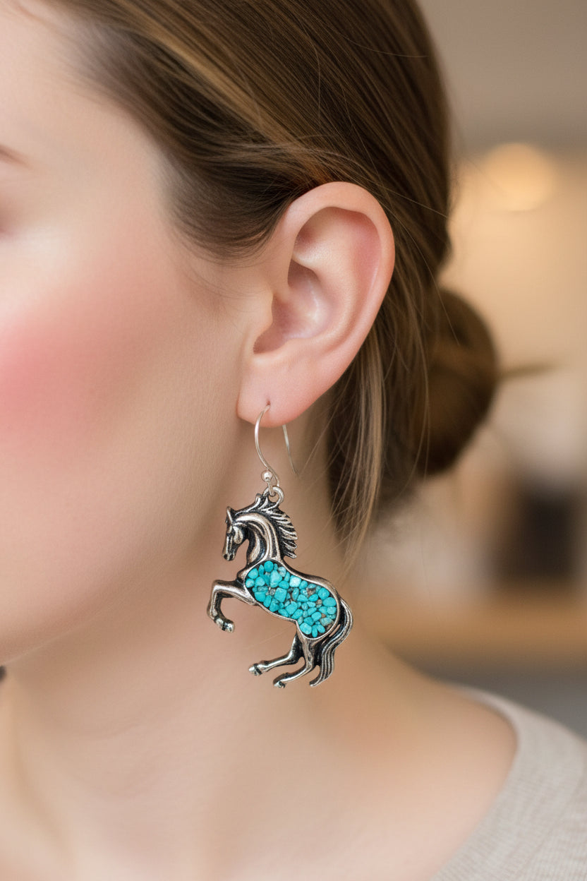 Blue Horse Earrings