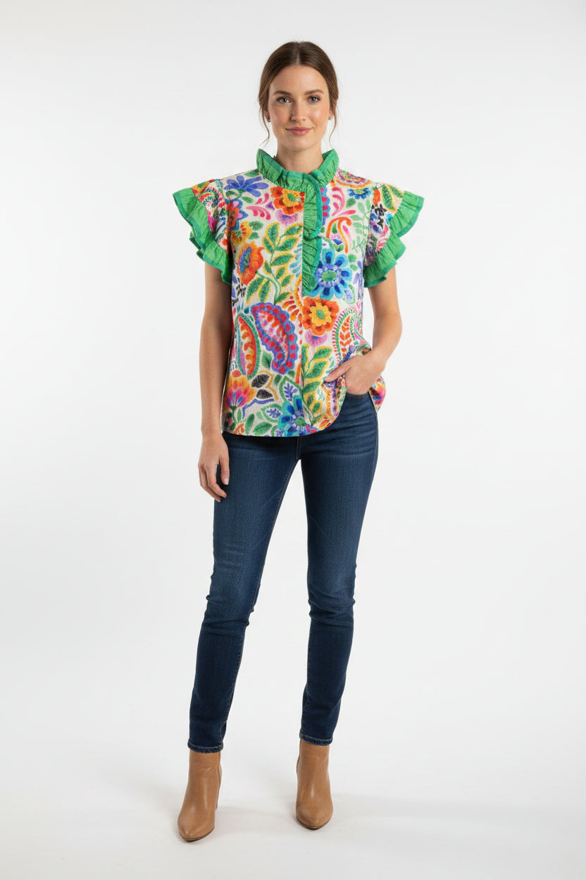 Green Ruffle Shirt