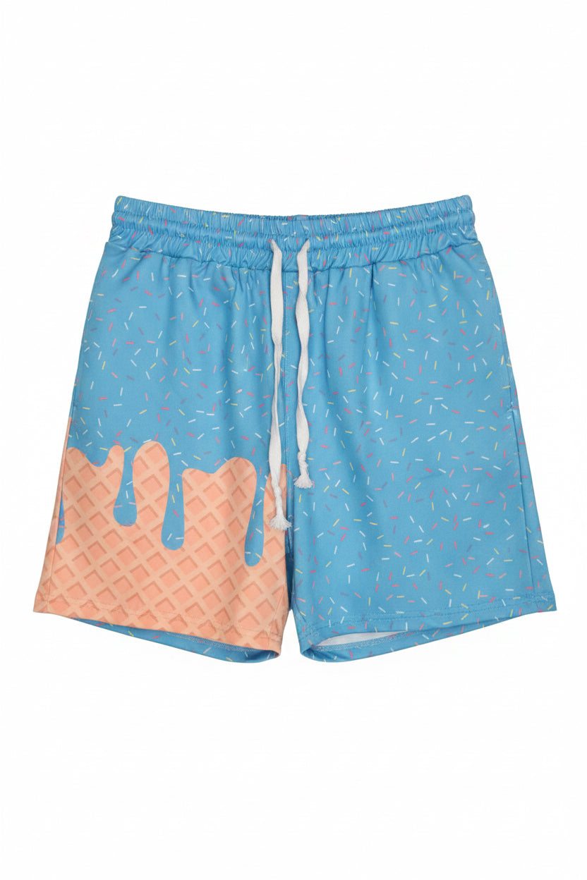 Light Blue Ice Cream Drip Shorts