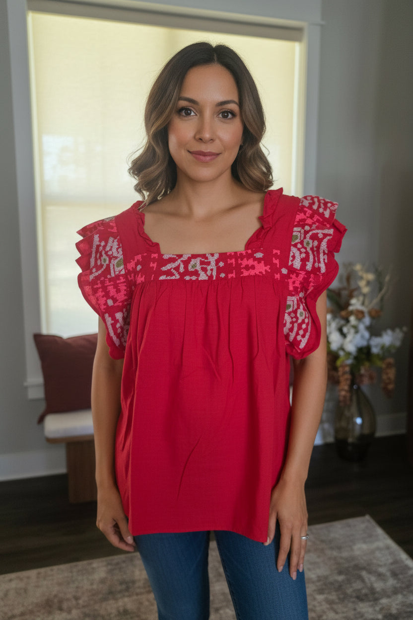 Red Shirt with print