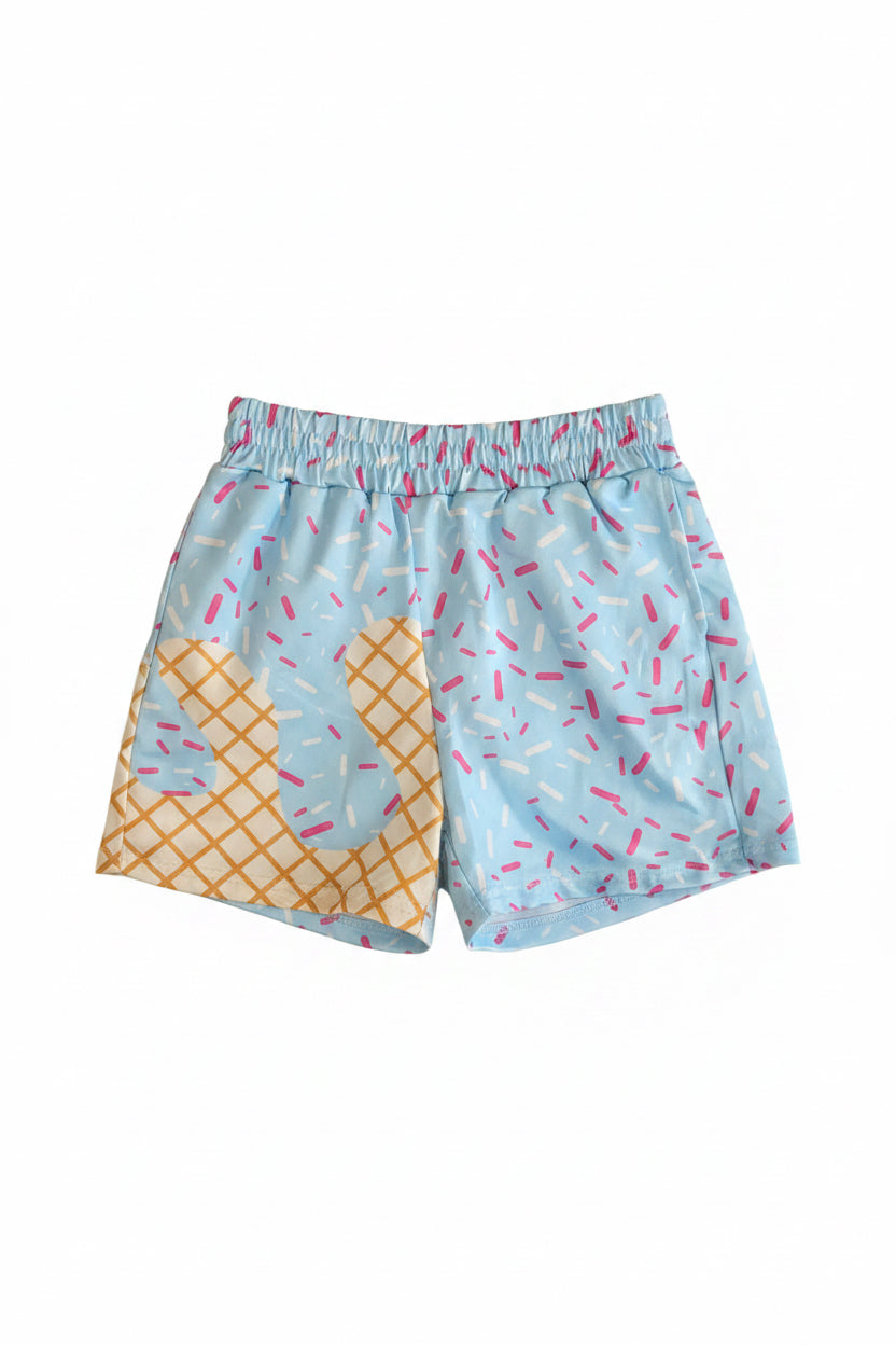 Light Blue Ice Cream Drip Shorts