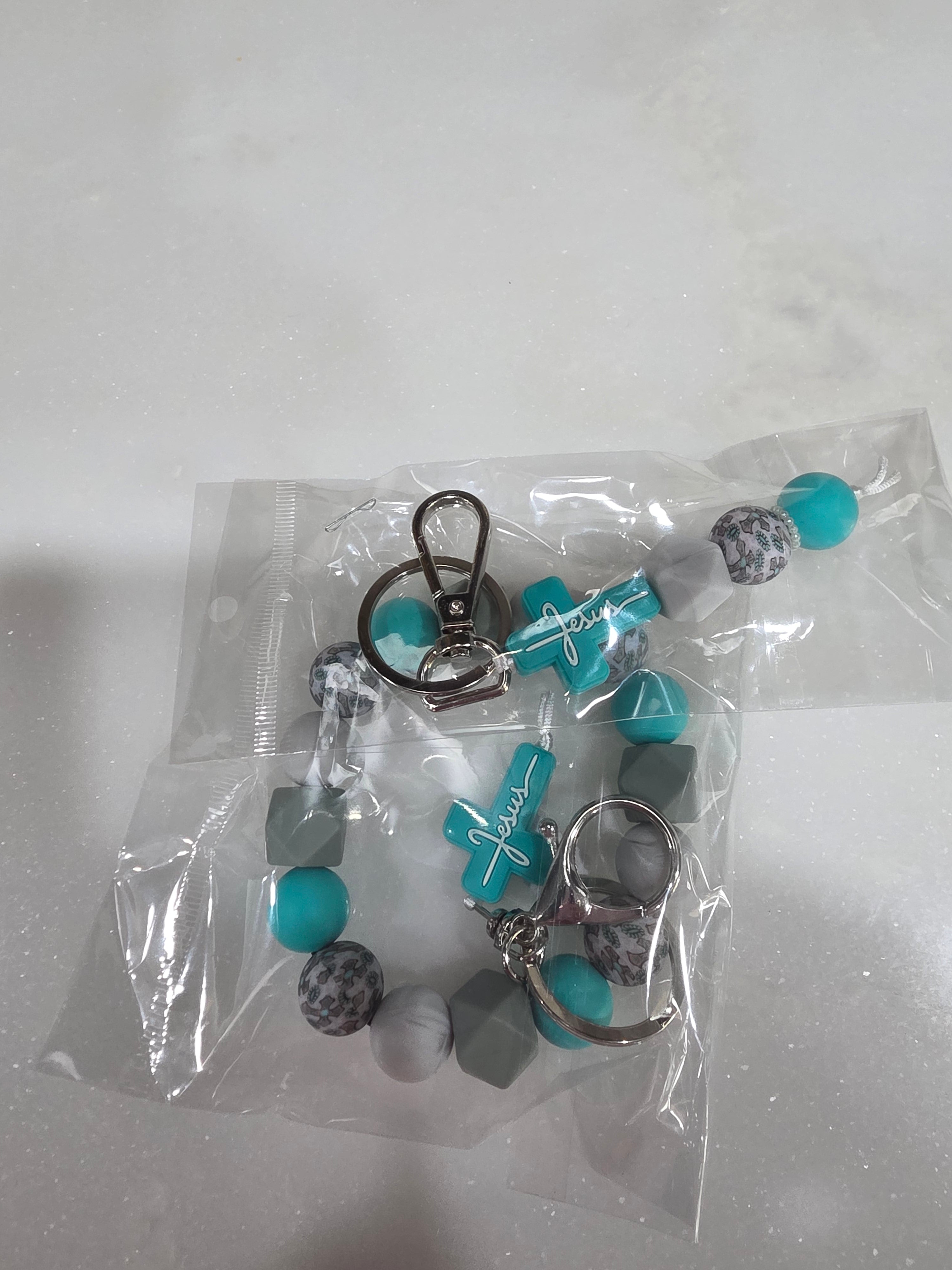 Aqua Jesus Keychain