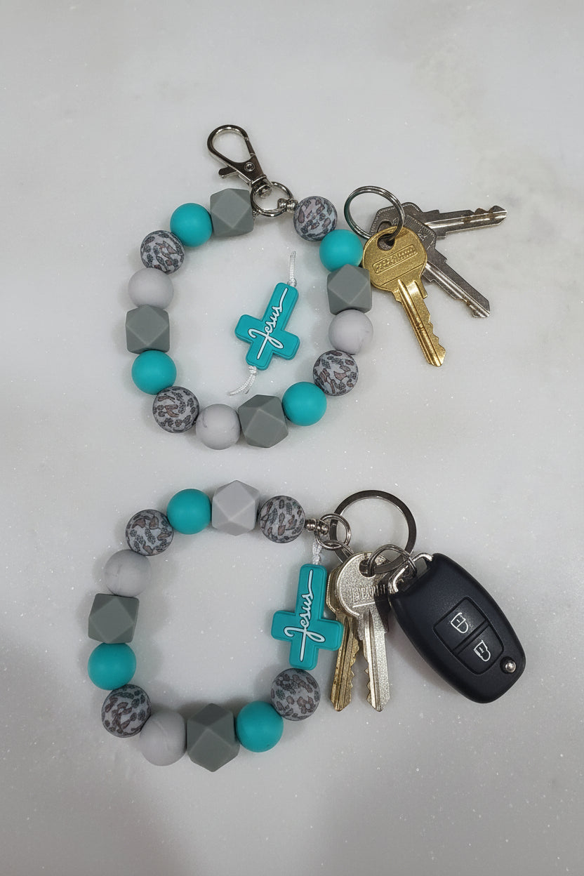 Aqua Jesus Keychain