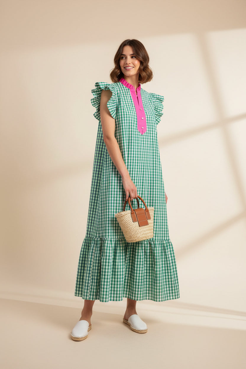 Green checkered Dress