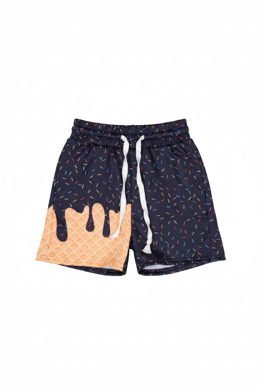 Black Ice Cream Drip Shorts