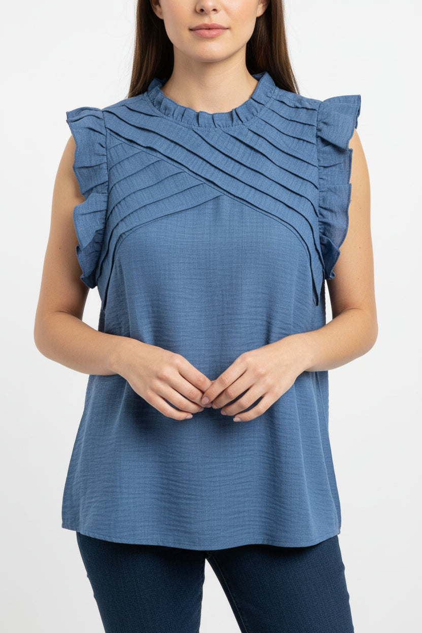 Blue Ruffle Shirt